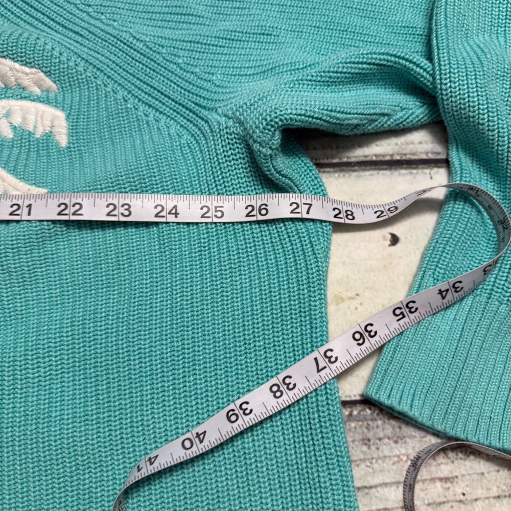 Belle by Kim Gravel Teal Sweater with White Palm Tree - Picture 5 of 7